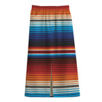 Tribal Mexican Blanket Pattern Print Cotton Front Slit Maxi Skirt