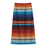 Tribal Mexican Blanket Pattern Print Cotton Front Slit Maxi Skirt
