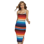 Tribal Mexican Blanket Pattern Print Cross Back Cami Dress