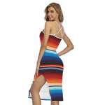 Tribal Mexican Blanket Pattern Print Cross Back Cami Dress