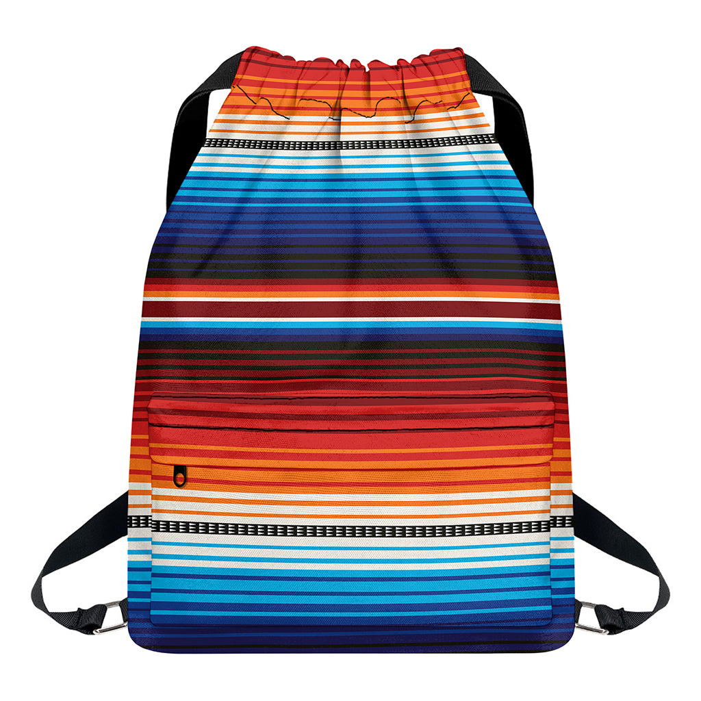 Tribal Mexican Blanket Pattern Print Drawstring Backpack