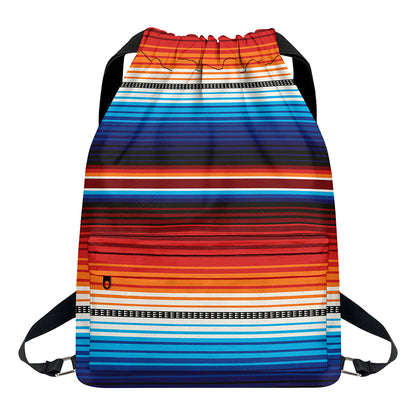 Tribal Mexican Blanket Pattern Print Drawstring Backpack