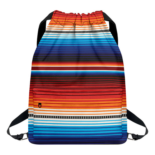 Tribal Mexican Blanket Pattern Print Drawstring Backpack