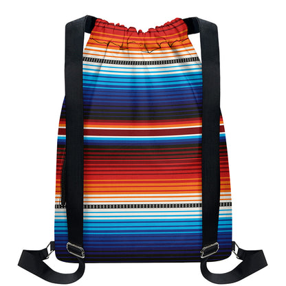 Tribal Mexican Blanket Pattern Print Drawstring Backpack