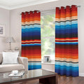 Tribal Mexican Blanket Pattern Print Extra Wide Grommet Curtains