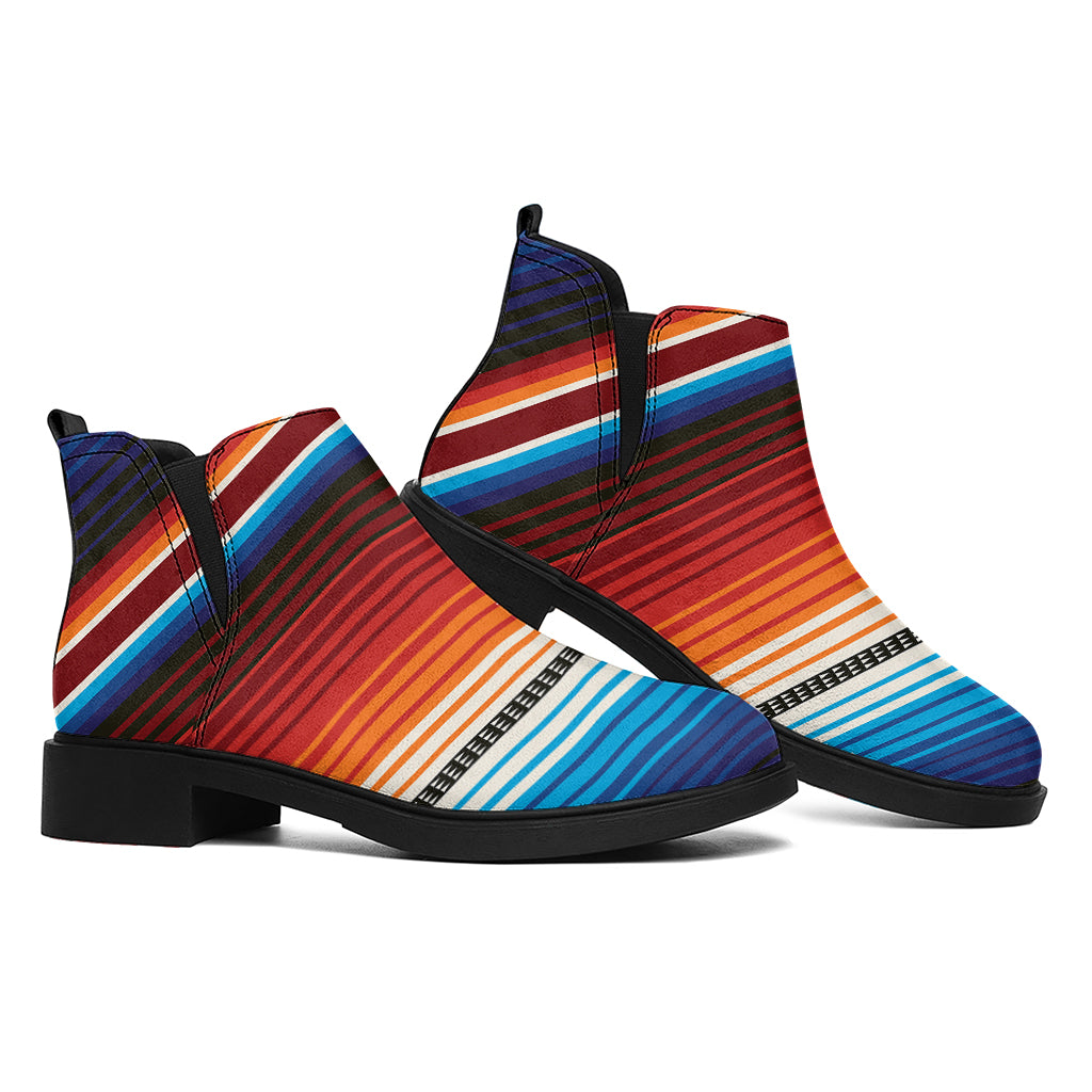 Tribal Mexican Blanket Pattern Print Flat Ankle Boots