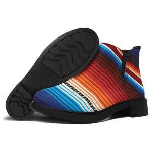 Tribal Mexican Blanket Pattern Print Flat Ankle Boots