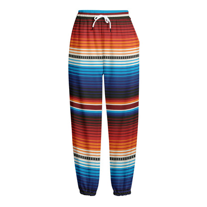 Tribal Mexican Blanket Pattern Print Fleece Lined Knit Pants