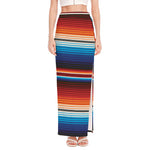 Tribal Mexican Blanket Pattern Print High Slit Maxi Skirt