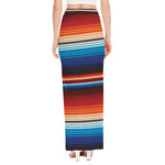 Tribal Mexican Blanket Pattern Print High Slit Maxi Skirt