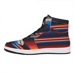 Tribal Mexican Blanket Pattern Print High Top Leather Sneakers