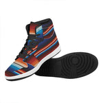 Tribal Mexican Blanket Pattern Print High Top Leather Sneakers
