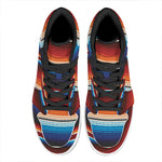Tribal Mexican Blanket Pattern Print High Top Leather Sneakers
