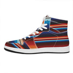 Tribal Mexican Blanket Pattern Print High Top Leather Sneakers