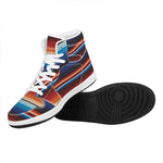 Tribal Mexican Blanket Pattern Print High Top Leather Sneakers