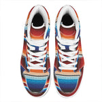 Tribal Mexican Blanket Pattern Print High Top Leather Sneakers