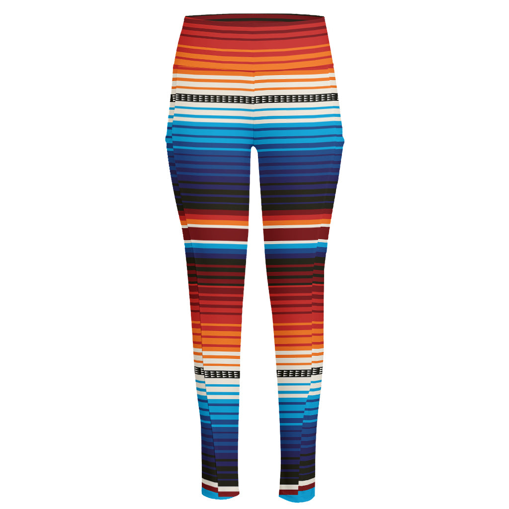 Tribal Mexican Blanket Pattern Print High-Waisted Pocket Leggings