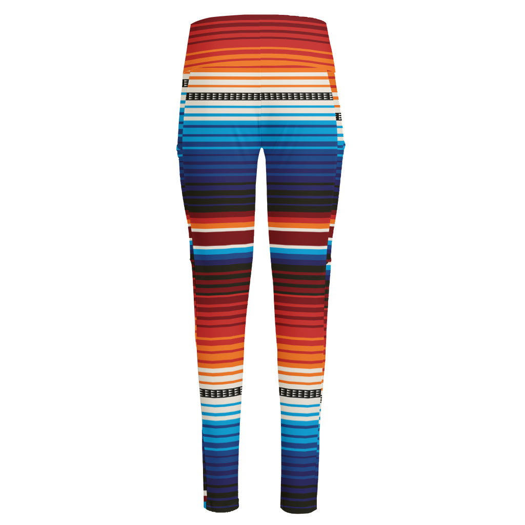 Tribal Mexican Blanket Pattern Print High-Waisted Pocket Leggings