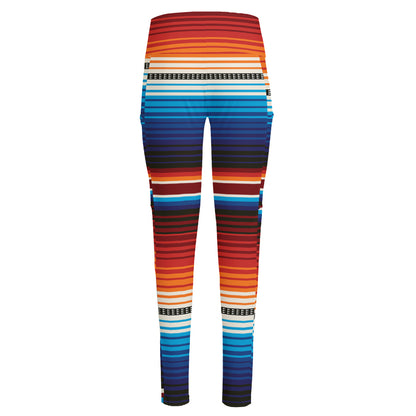 Tribal Mexican Blanket Pattern Print High-Waisted Pocket Leggings