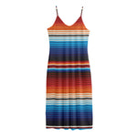 Tribal Mexican Blanket Pattern Print Jersey Midi Cami Dress