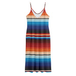 Tribal Mexican Blanket Pattern Print Jersey Midi Cami Dress