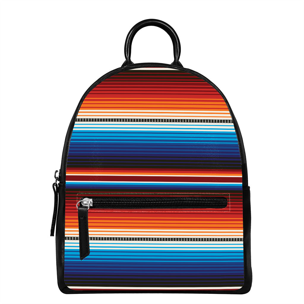Tribal Mexican Blanket Pattern Print Leather Backpack