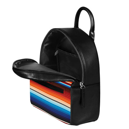 Tribal Mexican Blanket Pattern Print Leather Backpack