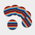 Tribal Mexican Blanket Pattern Print Leather Coaster Set