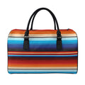 Tribal Mexican Blanket Pattern Print Leather Duffel Bag