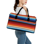 Tribal Mexican Blanket Pattern Print Leather Duffle Bag