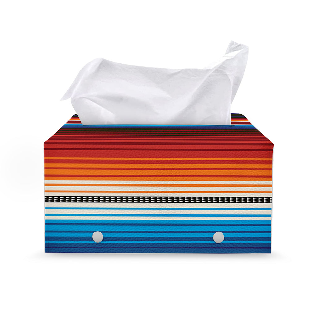 Tribal Mexican Blanket Pattern Print Leather Tissue Box Cover