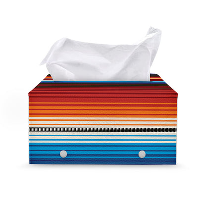 Tribal Mexican Blanket Pattern Print Leather Tissue Box Cover