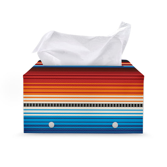 Tribal Mexican Blanket Pattern Print Leather Tissue Box Cover