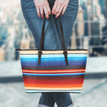 Tribal Mexican Blanket Pattern Print Leather Tote Bag