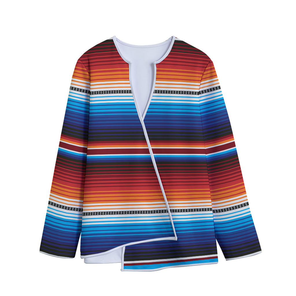 Tribal Mexican Blanket Pattern Print Long Sleeve Short Coat
