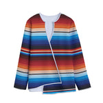 Tribal Mexican Blanket Pattern Print Long Sleeve Short Coat