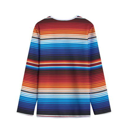 Tribal Mexican Blanket Pattern Print Long Sleeve Short Coat