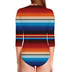 Tribal Mexican Blanket Pattern Print Long Sleeve Swimsuit
