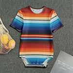 Tribal Mexican Blanket Pattern Print Men's Bodysuit