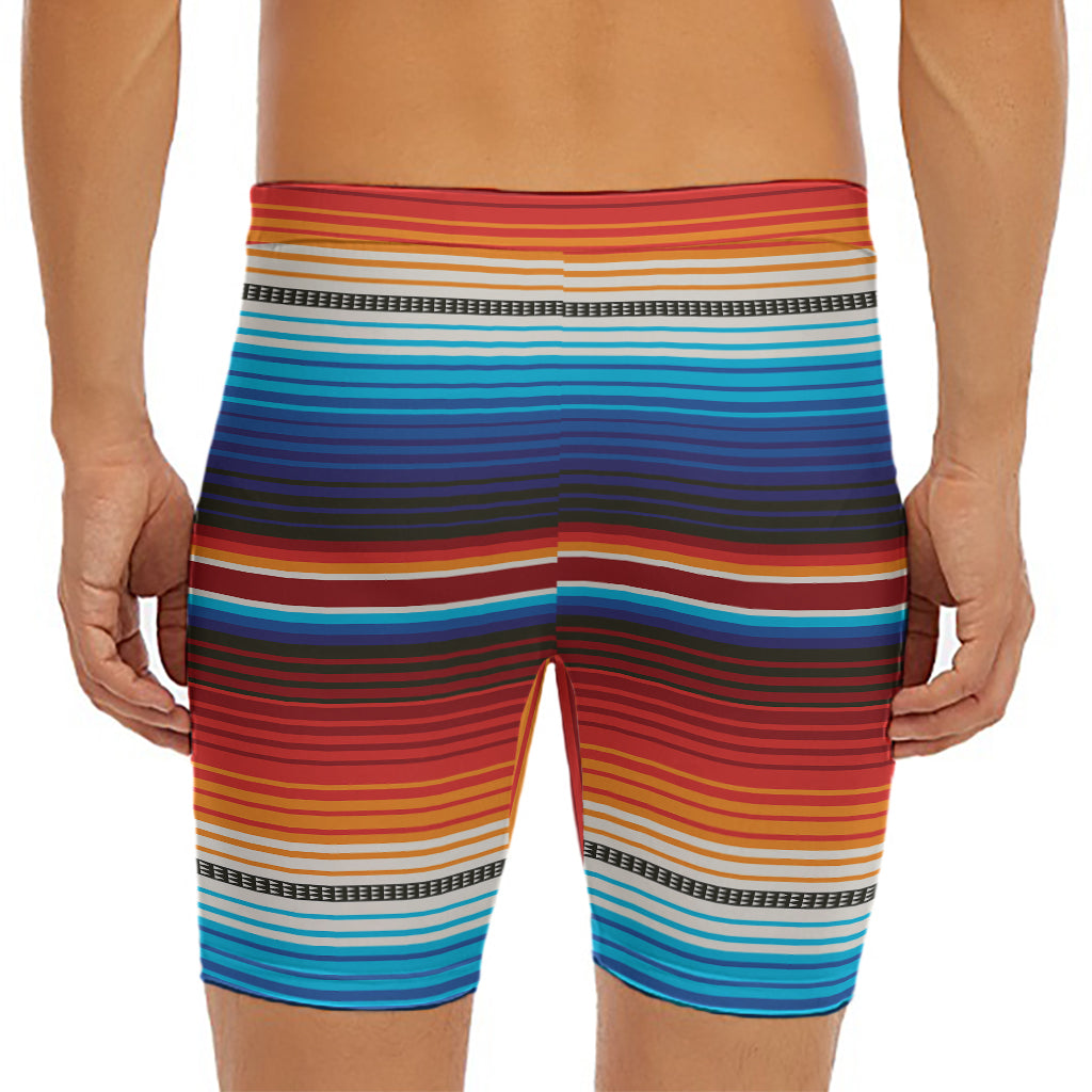 Tribal Mexican Blanket Pattern Print Men's Long Boxer Briefs