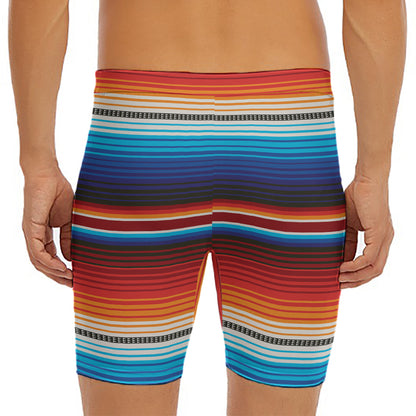 Tribal Mexican Blanket Pattern Print Men's Long Boxer Briefs