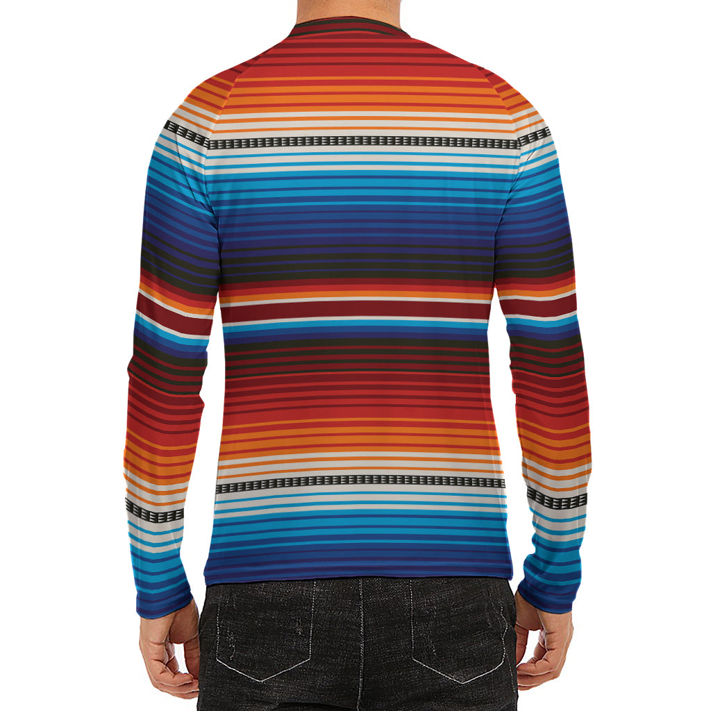 Tribal Mexican Blanket Pattern Print Men's Long Sleeve Rash Guard