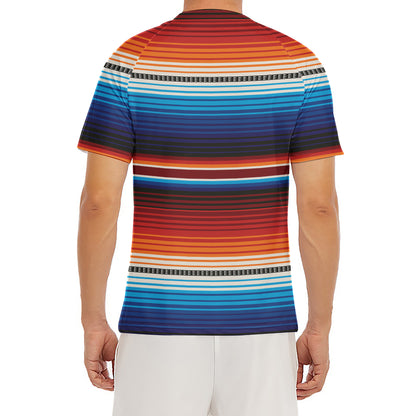 Tribal Mexican Blanket Pattern Print Men's Short Sleeve Rash Guard