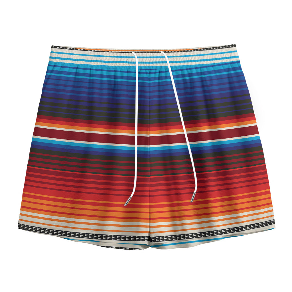 Tribal Mexican Blanket Pattern Print Mesh Shorts