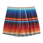 Tribal Mexican Blanket Pattern Print Mesh Shorts