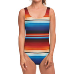 Tribal Mexican Blanket Pattern Print One Piece Swimsuit