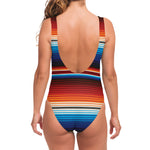 Tribal Mexican Blanket Pattern Print One Piece Swimsuit