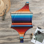 Tribal Mexican Blanket Pattern Print One Shoulder Bodysuit