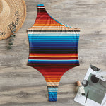 Tribal Mexican Blanket Pattern Print One Shoulder Bodysuit
