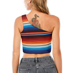 Tribal Mexican Blanket Pattern Print One Shoulder Crop Top